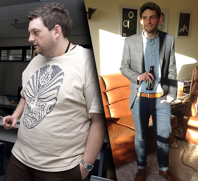 Shane, before and after losing 60kg