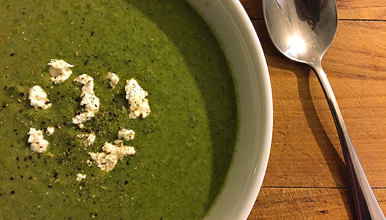 Healthy Recipe for Broccoli, Spinach and Feta Soup